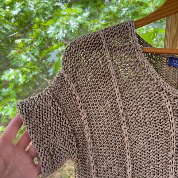Vivienne Tam Women's Tan Open Knit Short Sleeve Sweater Size S - Picture 3 of 8